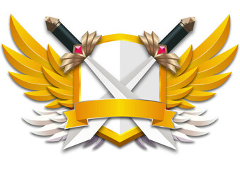 Golden Winged Emblem with Luxury Heraldic Badge png