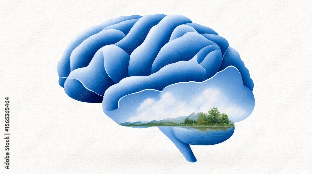 Poster ai-driven watercolor brain art digital realm visual representation creative environment abstract per