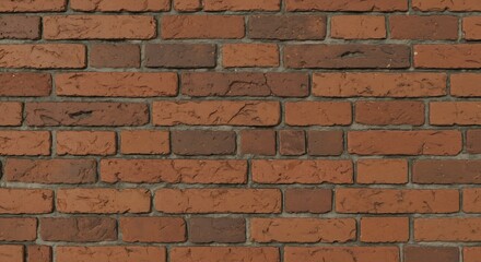 Obraz premium Closeup of a reddishbrown brick wall with gray mortar lines and varied textured bricks