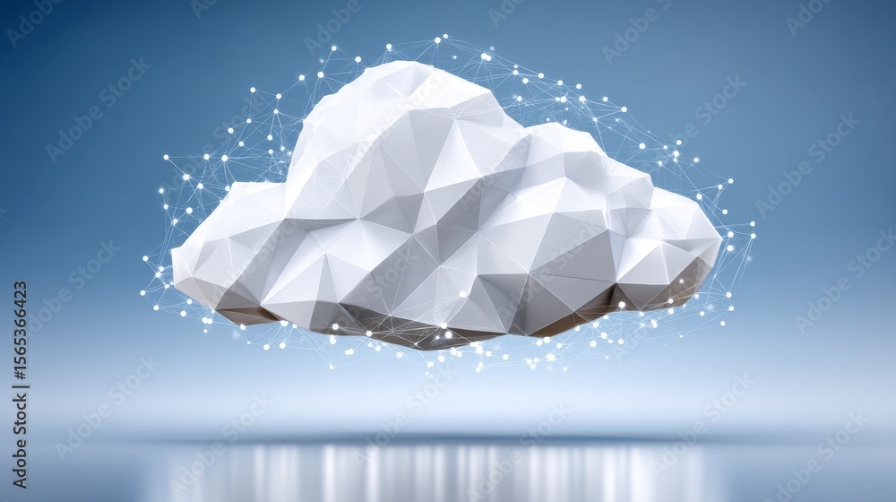 Aufkleber abstract low poly cloud structure digital space 3d render modern technology aerial view futuristic c