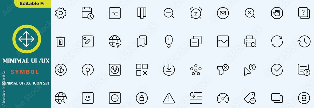 Poster minimal ui ux icon set