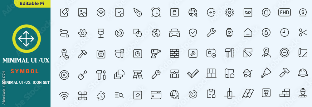 Fototapete Minimal UI UX icon set