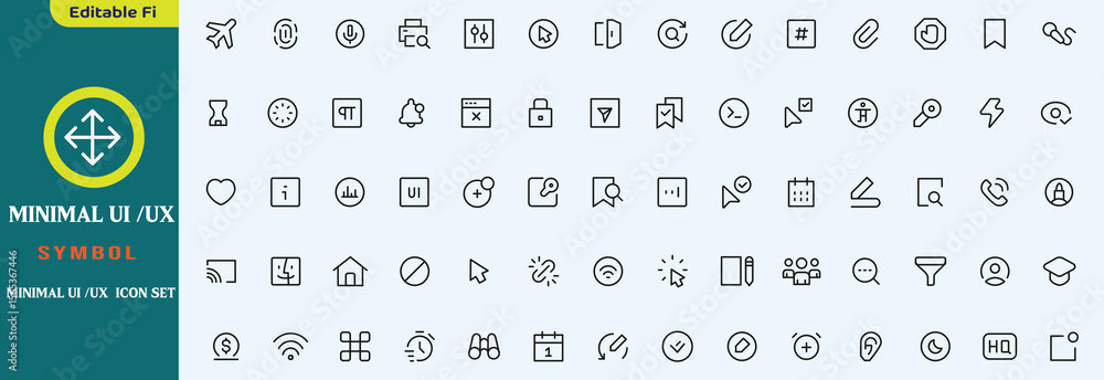 Poster minimal ui ux icon set