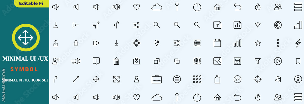 Poster minimal ui ux icon set