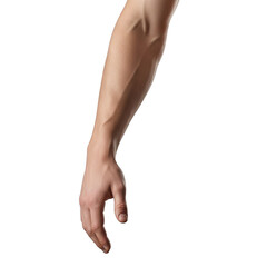 Human arm and hand isolated on transparent background