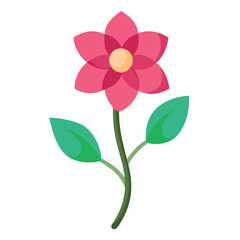 Flowers leaves  flat design on white background isolated