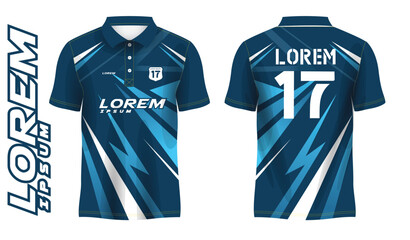 Modern blue and white geometric pattern sports polo shirt design