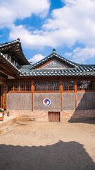 A beautifully preserved traditional Korean hanok house in Bukchon Hanok Village, Seoul, South...