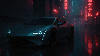 Naklejka premium Midnight Neon Racer