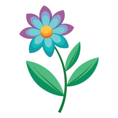 Flowers leaves  flat design on white background isolated