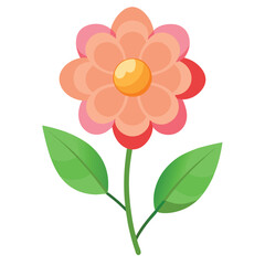 Flowers leaves  flat design on white background isolated