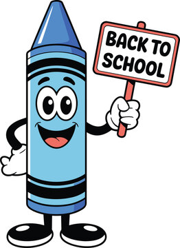 Crayon Back to School Cartoon


