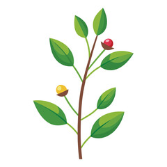 Flowers leaves  flat design on white background isolated