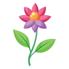 Flowers leaves  flat design on white background isolated