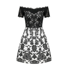 Elegant dress with lace and floral pattern isolated on transparent background