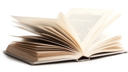 Obraz premium Realistic detailed open textbook illustration on a plain white background.