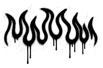 Black Spray Paint Flame Graffiti Design with Paint Drips
