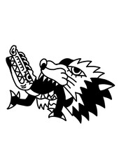 Stylized wolf with a traditional, tribal feel