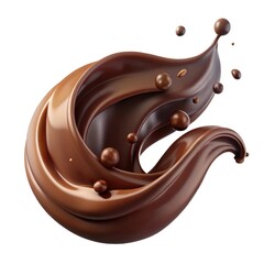 Rich dark chocolate splash with spheres isolated on white background