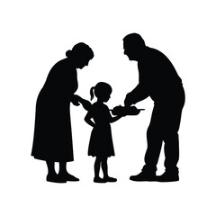 Generational Connection A Grandparent Duo Sharing with a Child in Silhouette