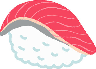 Katsuo Nigiri Sushi illustration hand drawn style isolated on white background