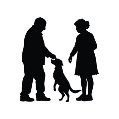 Silhouette of a couple with their dog, showcasing a heartwarming family scene