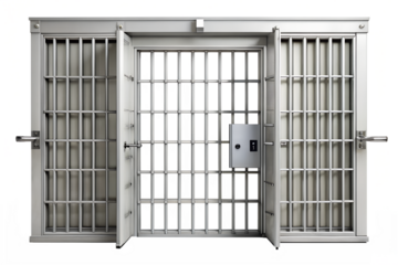 Secure Steel Jail Cell Door Open Prison Gate Stock Photo