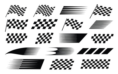 Checkered Flag and Motion Graphic Icon Set