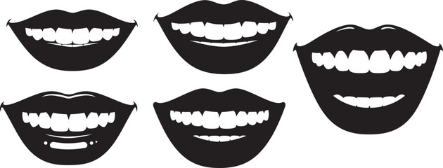 Smiling lips expression silhouette vector illustration