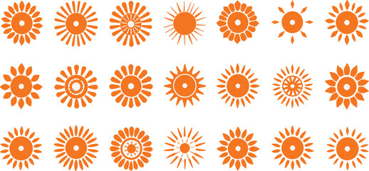 Vibrant sun icon with glowing rays, perfect for weather apps, summer themes, or energy projects.
