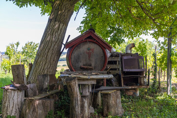 Traditional Wooden Wine Cellars near Kalnik, Croatia