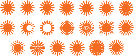 Decorative sun graphic is ideal for nature-inspired branding and artwork.

