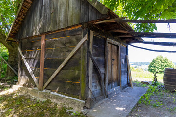 Traditional Wooden Wine Cellars near Kalnik, Croatia