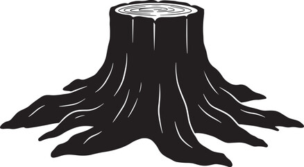 Old tree stump silhouette vector illustration