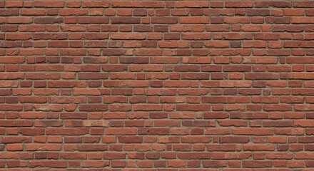 Fullframe headon view of a textured brick wall with reddishbrown bricks and grey mortar