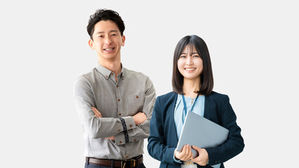 ビジネスマン男女2人のチームワークイメージ