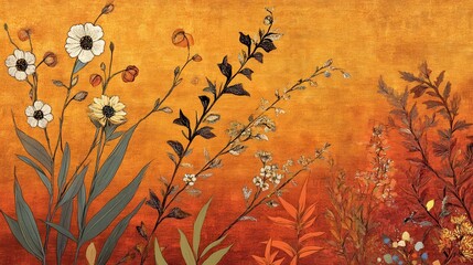 A vibrant floral design with warm autumnal colors.
