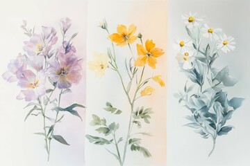 high detail image of Pastel watercolor floral arrangement collection