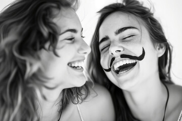 Two young women laughing