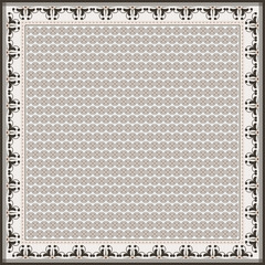 Hijab scarf flower abstract pattern.Ethnic geometric ornament with frame motif border hijab pattern.Design for fabric,print,scarves,shawl,kerchief,bandana,clothing,pareo,pillows,tablecloth,decoration.