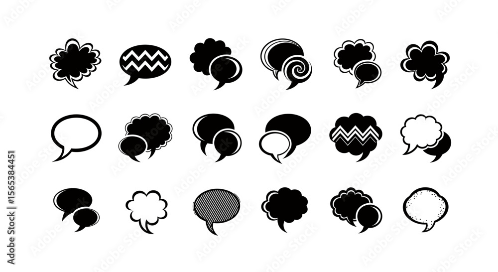 Aufkleber essential vector icon set of diverse speech bubbles and thought bubbles featuring multiple shapes an
