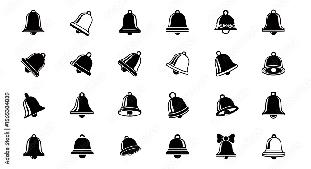 Poster comprehensive collection of diverse bell icons perfect for modern digital interface designs represen