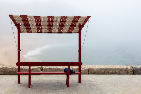Foggy Summer Morning at Santa Cruz Beach, Torres Vedras, Portugal. July 4, 2025