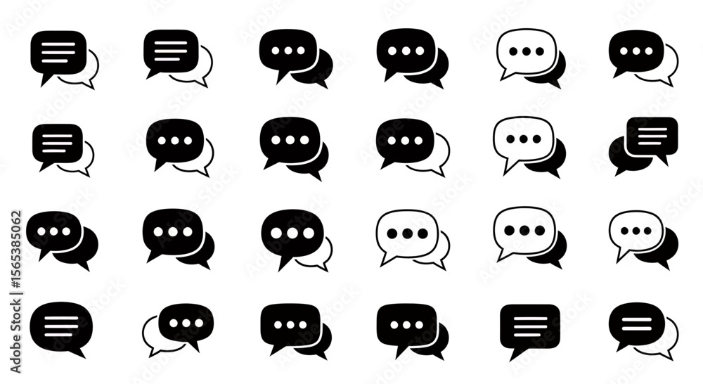 Fototapete comprehensive modern digital communication chat bubble icon set for online messaging web and mobile 
