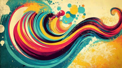 Vibrant swirling colors on a textured background.