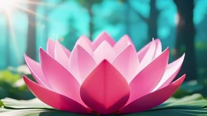 Pink lotus flower blooming in bright, serene light, tranquil background