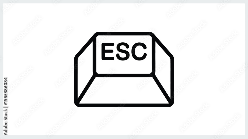 Fototapete a simple black and white line drawing of an escape key from a computer keyboard with esc text