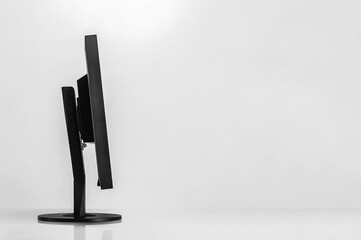 Slim Black Computer Monitor Side View Modern Technology Workspace Display