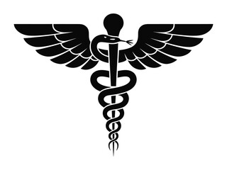 Fototapeta premium Medical symbol caduceus and asclepius on white background