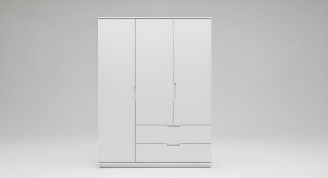 Modern White Wardrobe on a Neutral Background